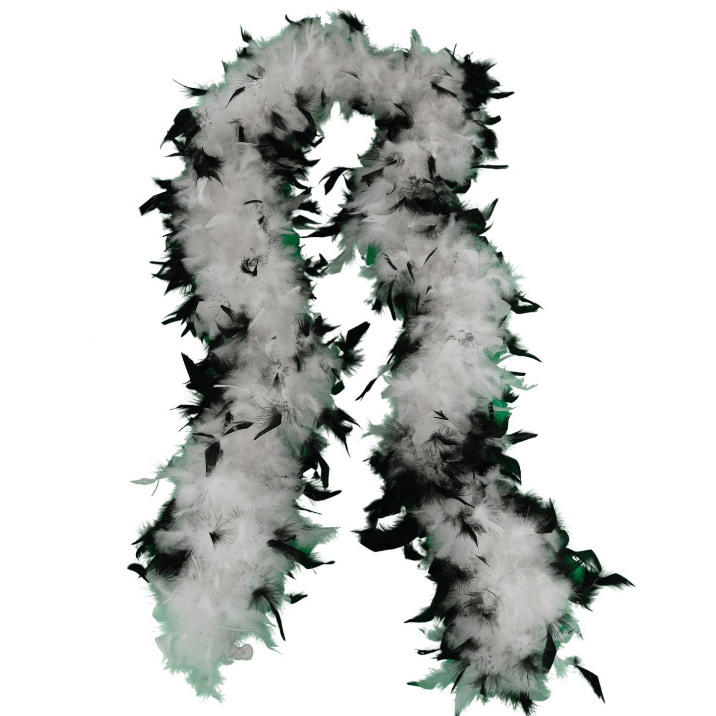 a white and black two tone boa by Eskay feathers