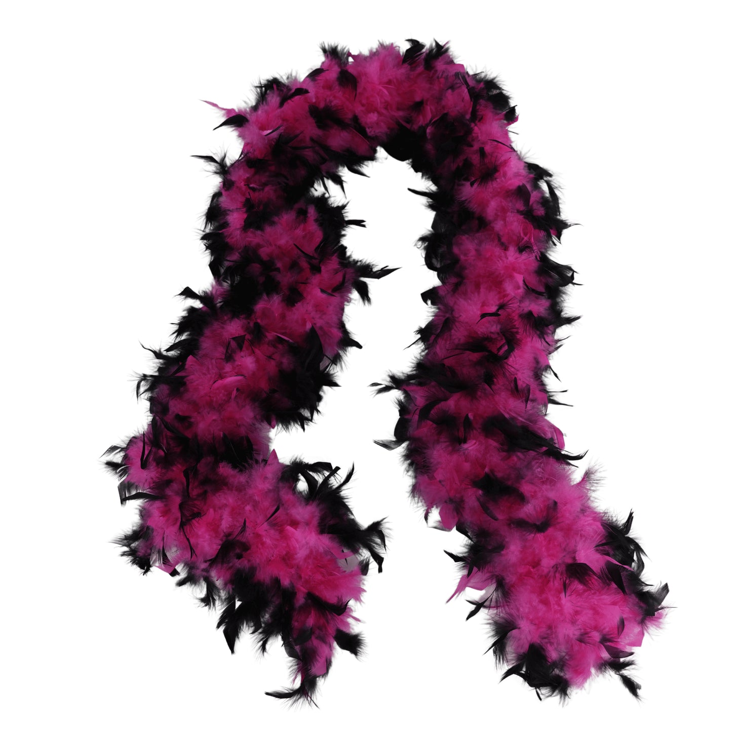 a hot pink and black two tone boa on a white background