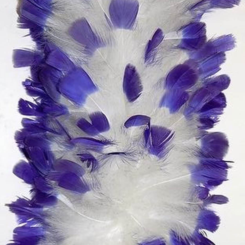 close up of purple and white turkey boas