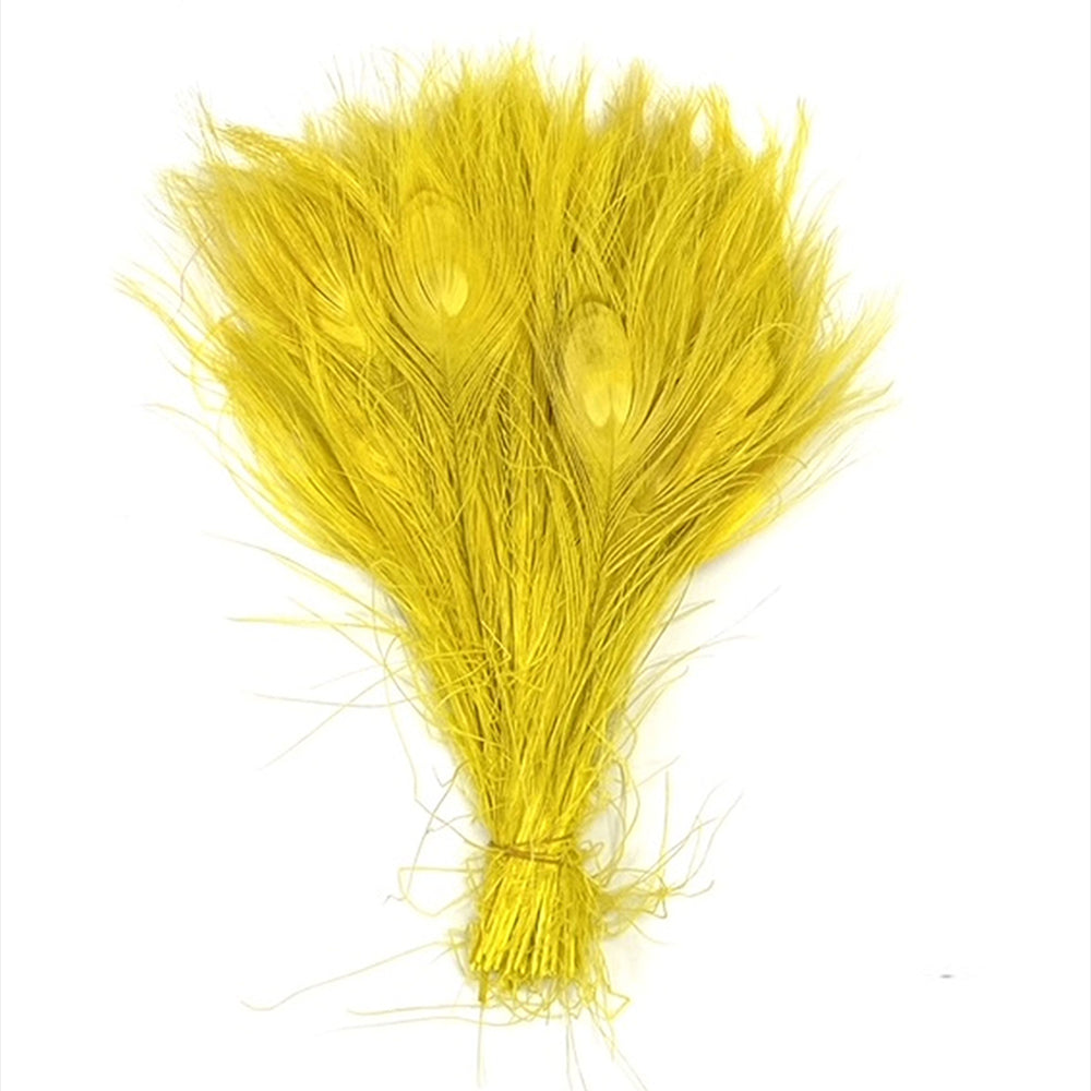 Peacock Feather Tails Bleached & Dyed (10"-12") (SOLD by HUNDRED )