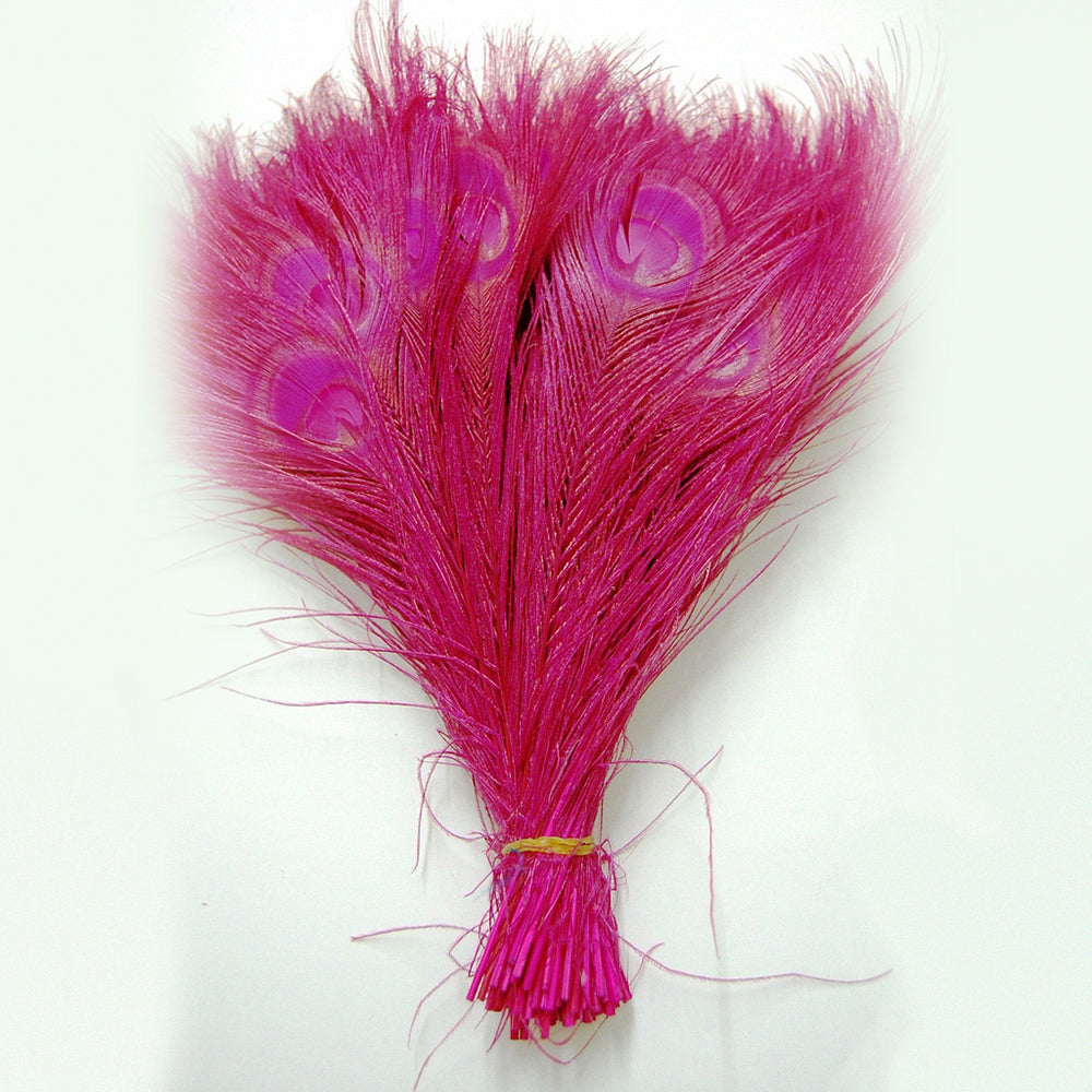 Peacock Feather Tails Bleached & Dyed (10"-12") (SOLD by HUNDRED )
