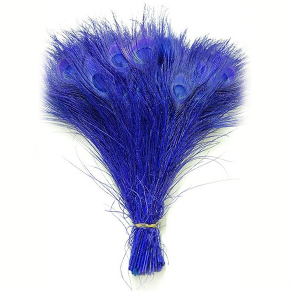 Peacock Feather Tails Bleached & Dyed (10"-12") (SOLD by HUNDRED )