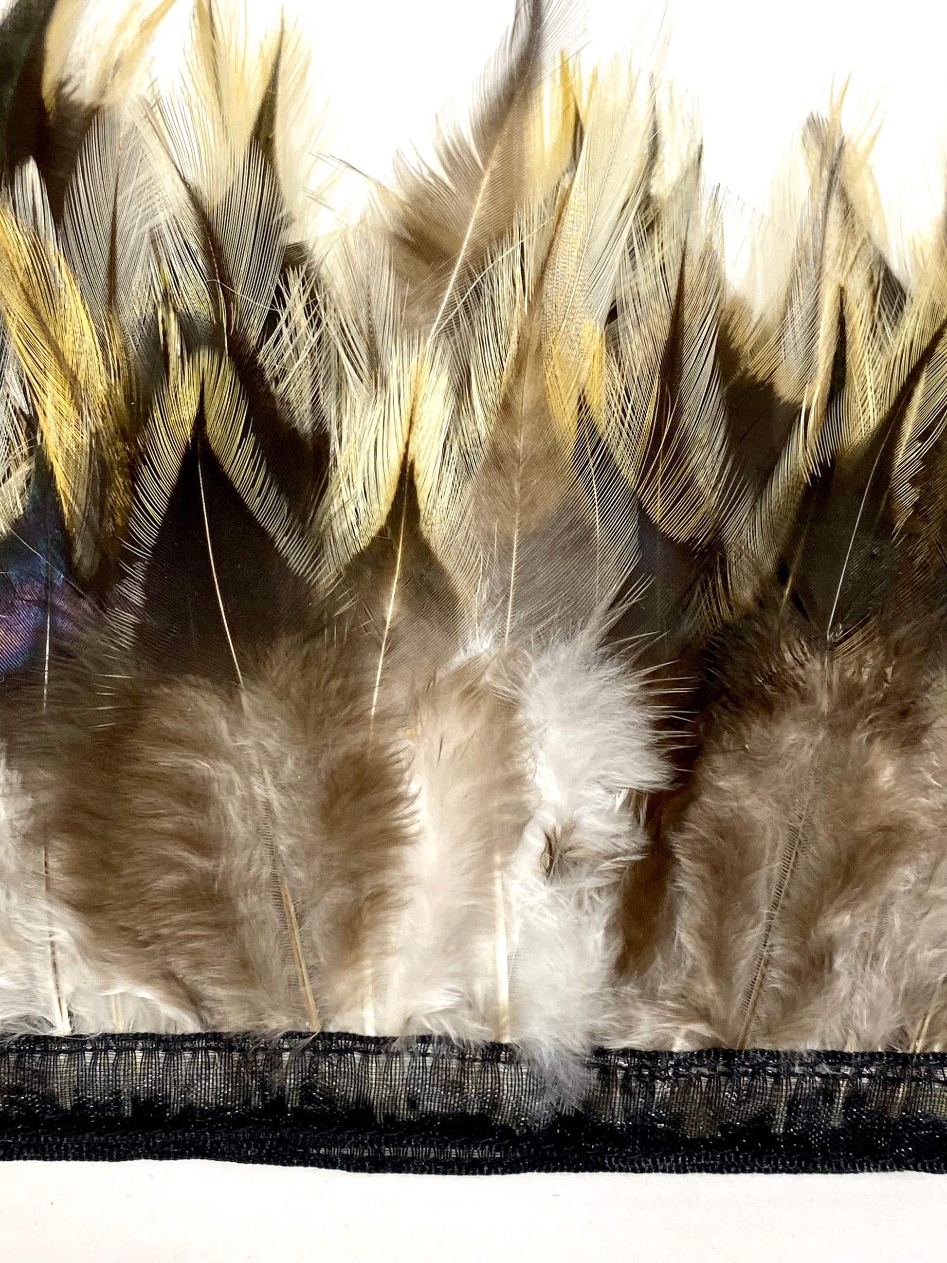Rooster Badger Hackle Feathers  close up on black tape
