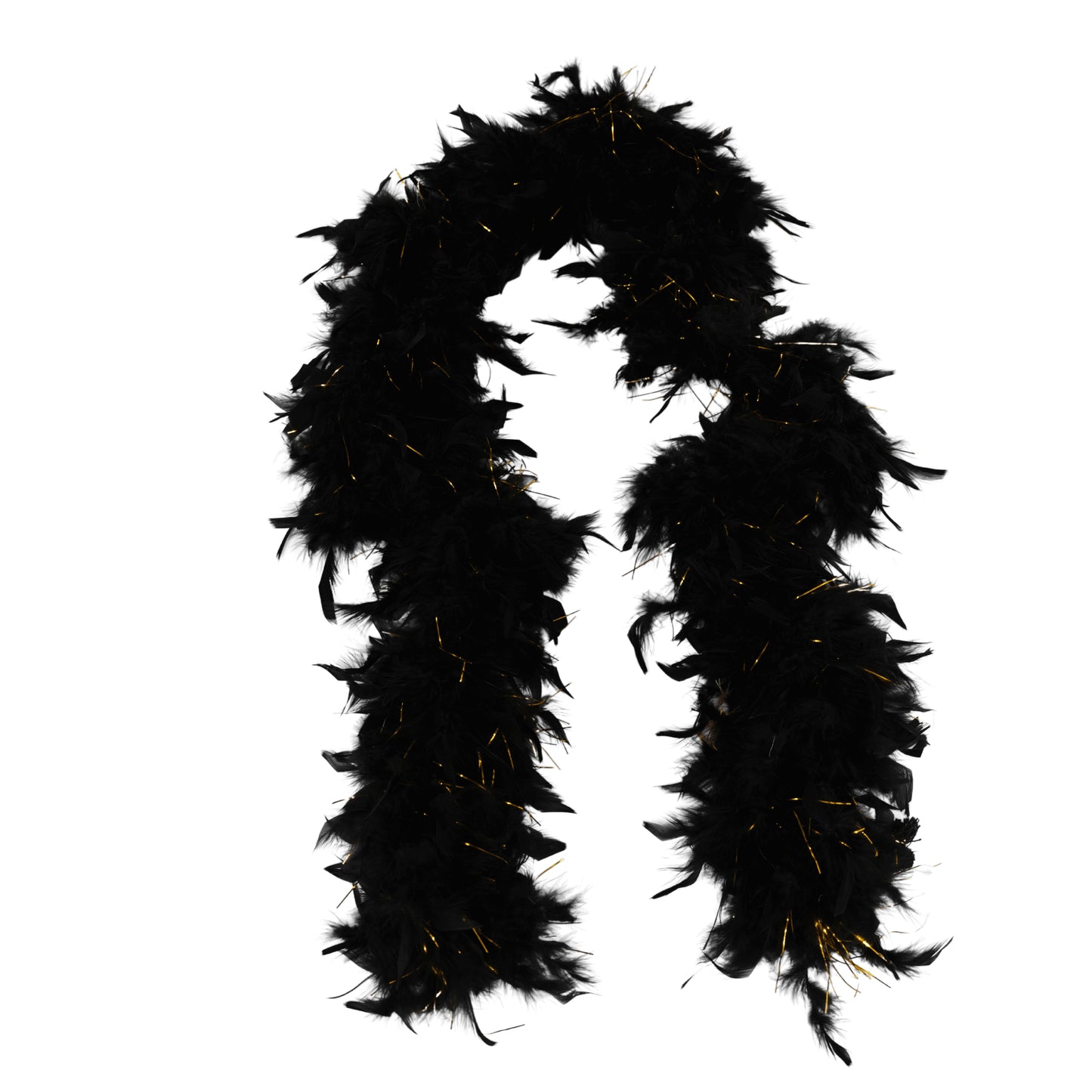 black boa with lurex on white background by eskay feathers