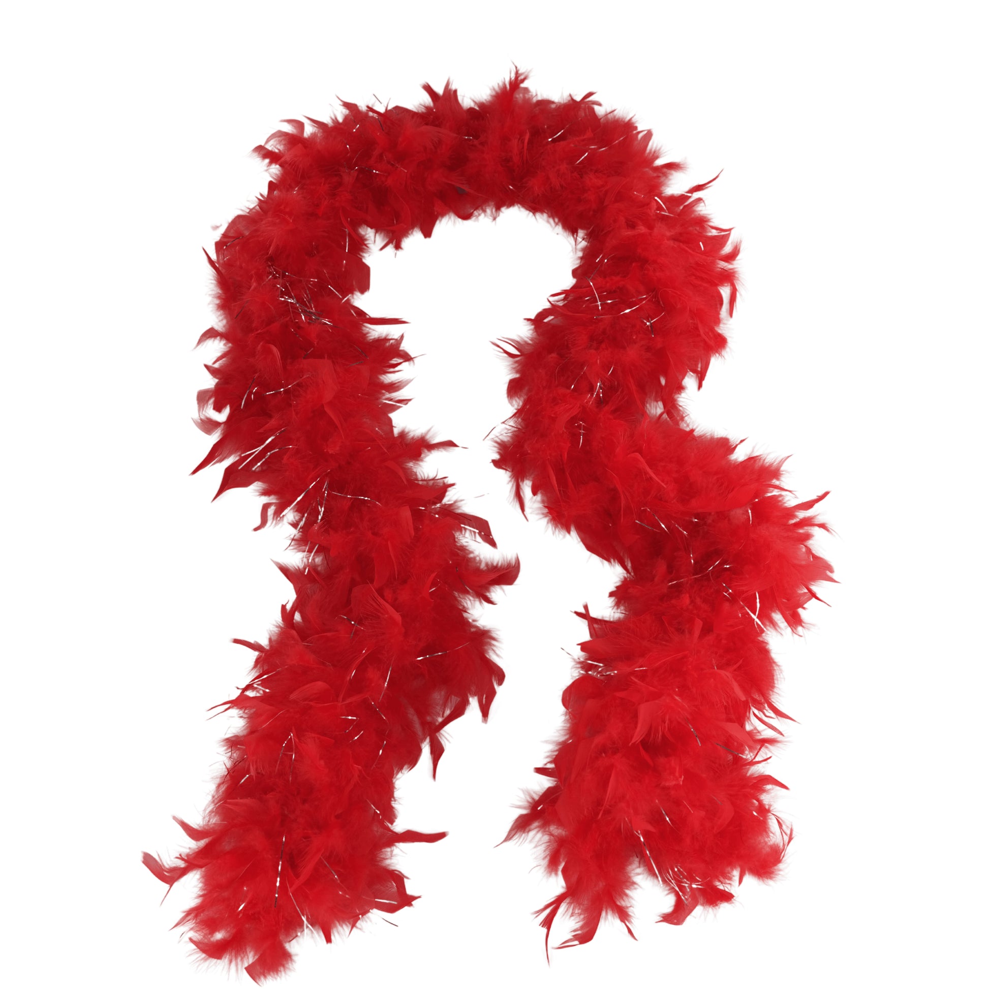 red heavy boa with lurex on white background