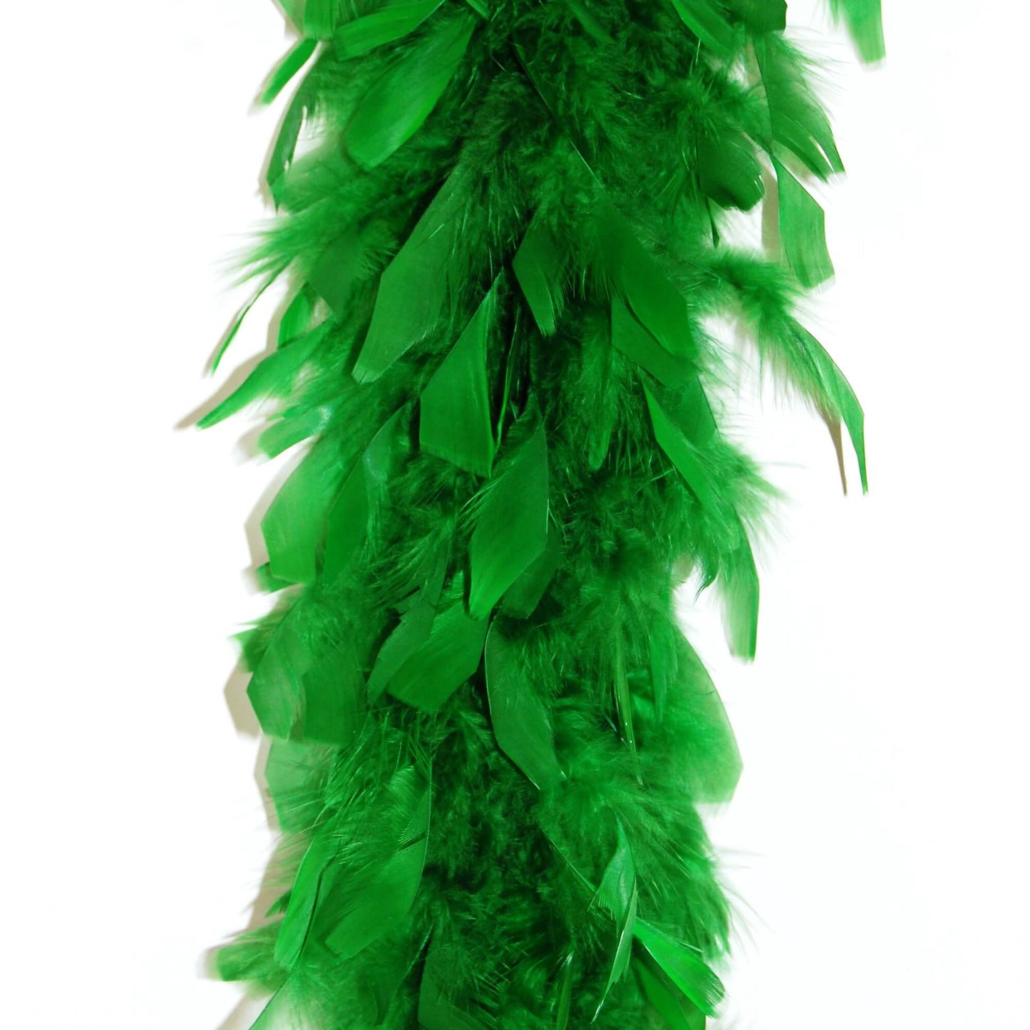 Kelly green lightweight chandelle boa on white background