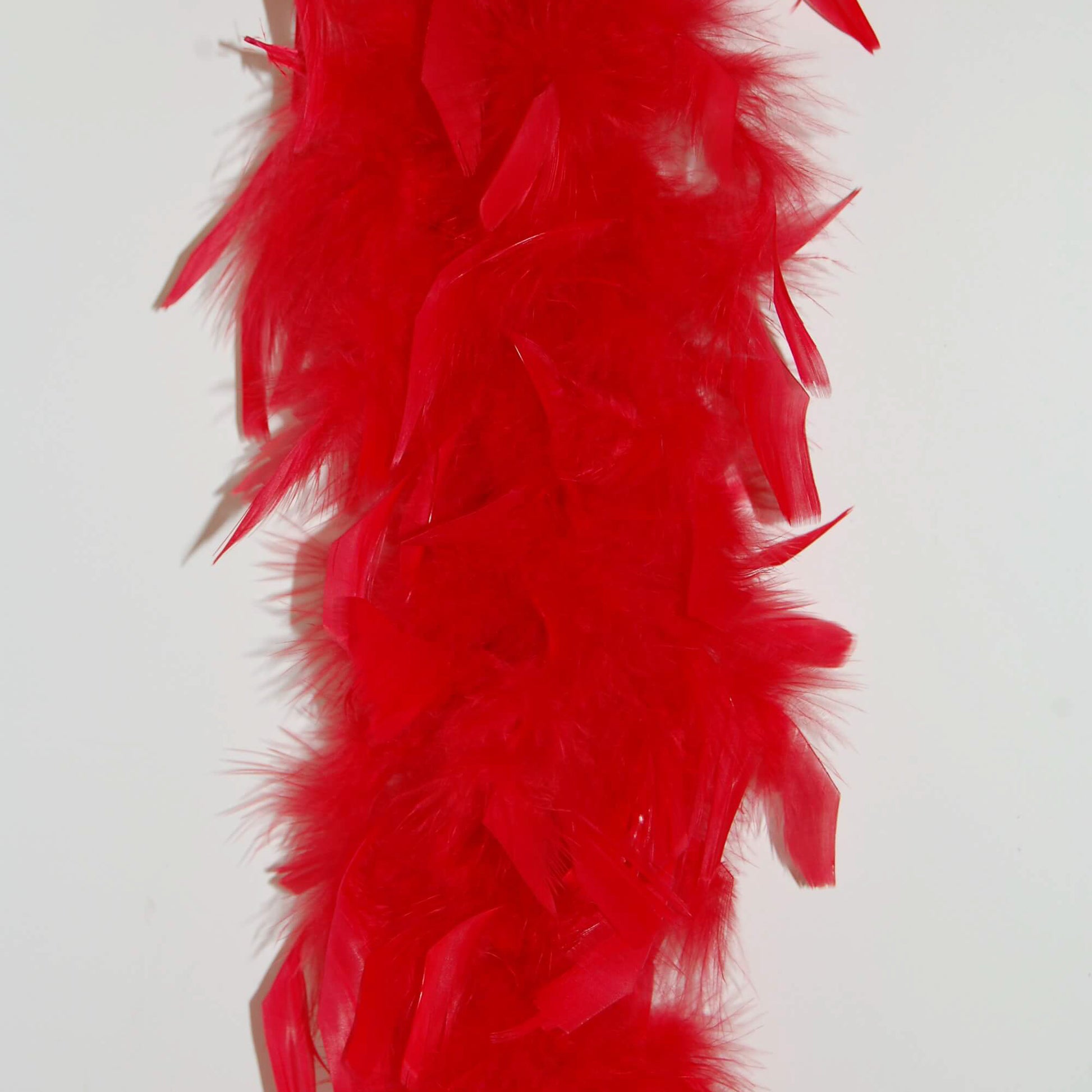 red lightweight chandelle boa on white background