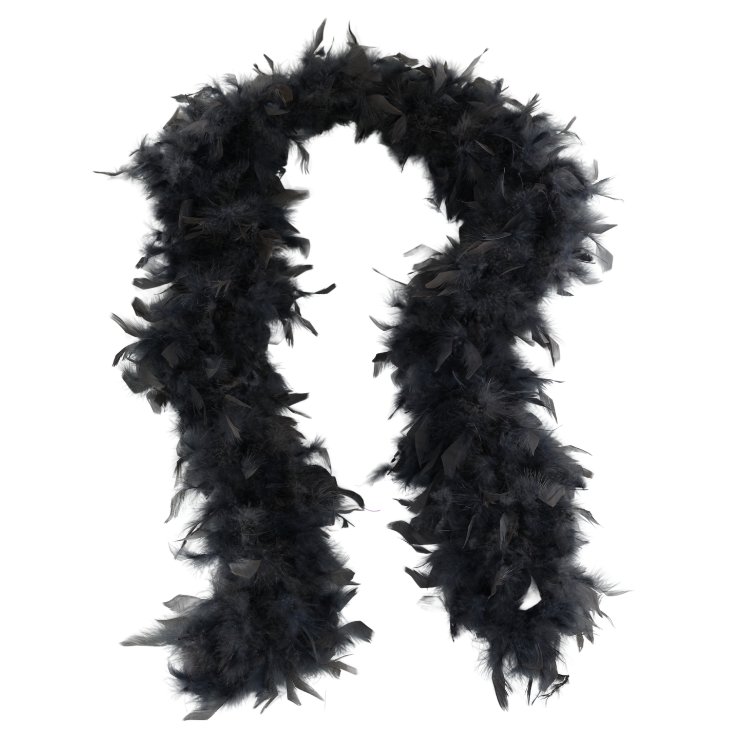a dark grey full heavy chandelle boa laying on a white background by Eskay Feathers