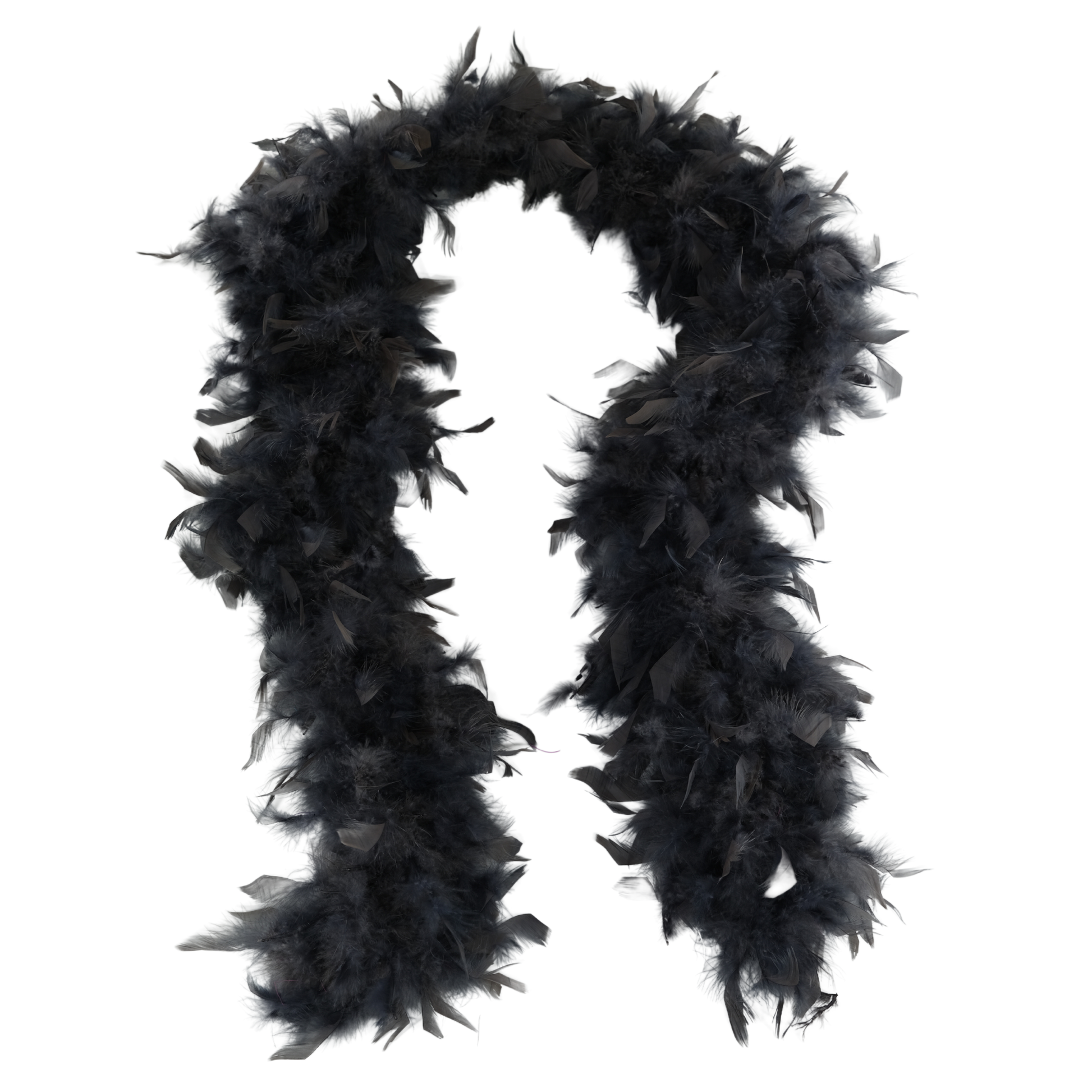 a dark grey full heavy chandelle boa laying on a white background by Eskay Feathers