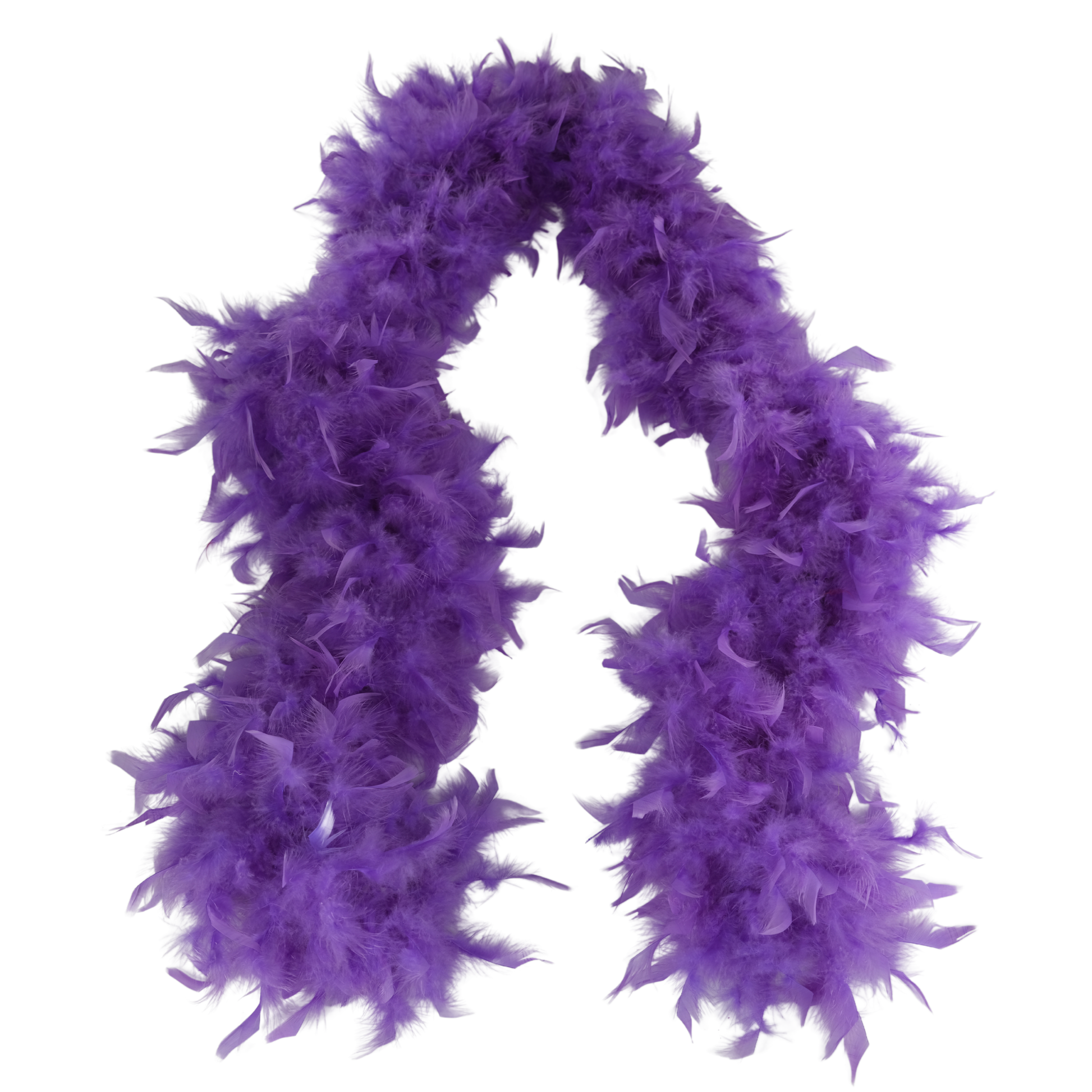 a lavender colored  full heavy chandelle boa laying on a white background by Eskay Feathers