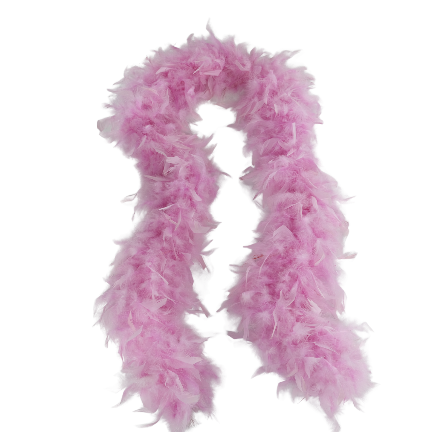a lilac color full heavy chandelle boa laying on a white background by Eskay Feathers
