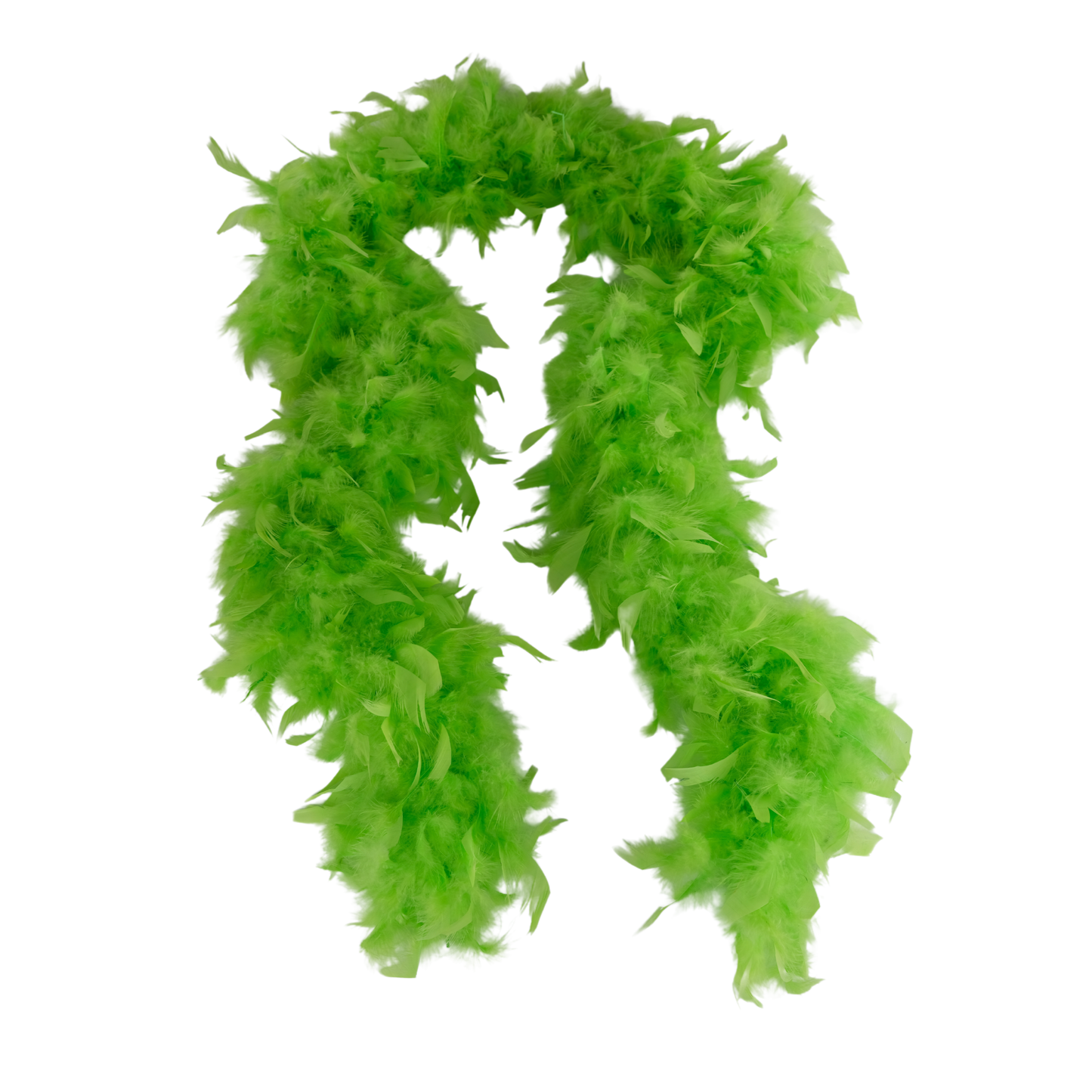 a mint green full heavy chandelle boa laying on a white background by Eskay Feathers