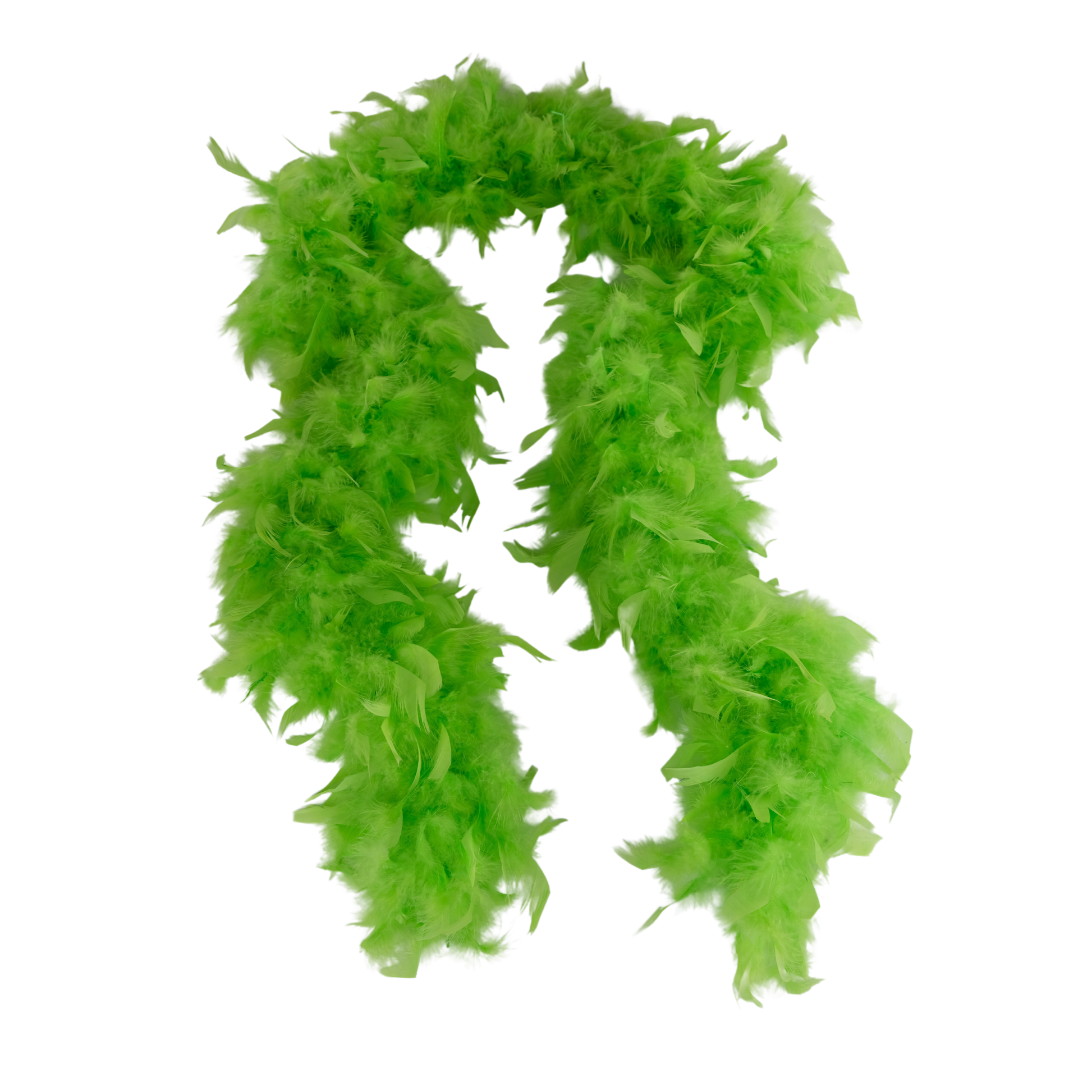 a mint green full heavy chandelle boa laying on a white background by Eskay Feathers