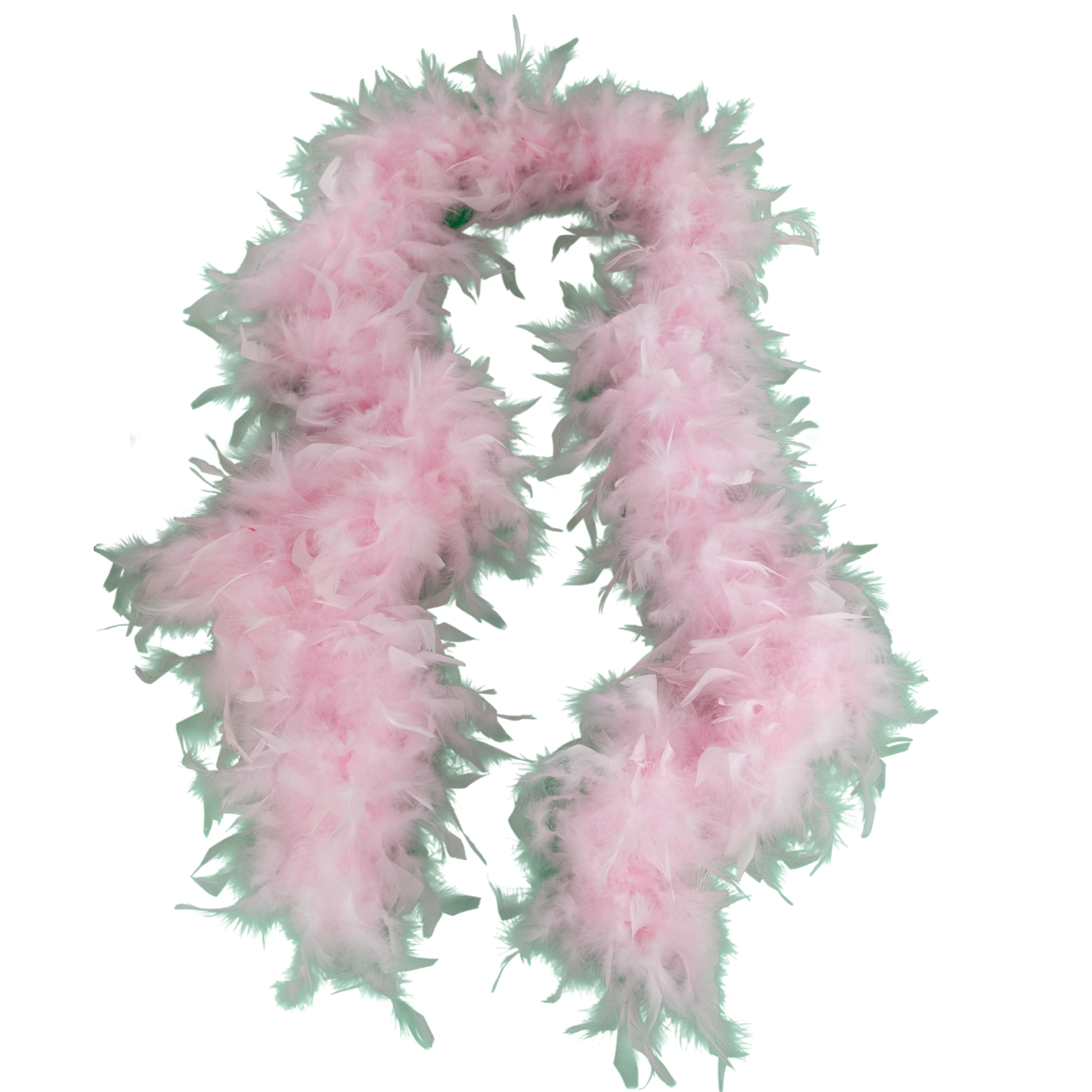 a pink full heavy chandelle boa laying on a white background by Eskay Feathers