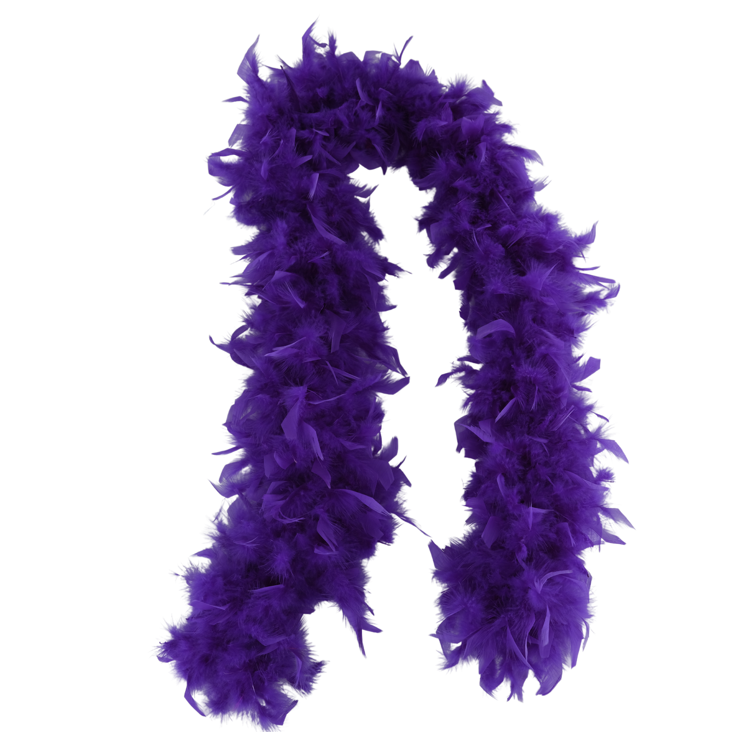 a purple color full heavy chandelle boa laying on a white background by Eskay Feathers