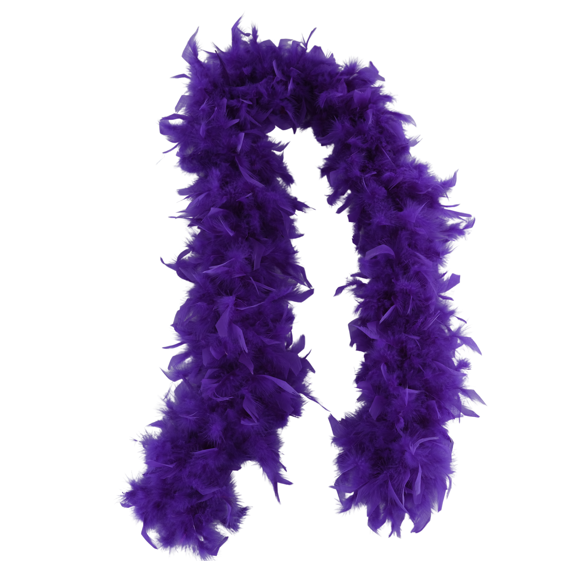 a purple color full heavy chandelle boa laying on a white background by Eskay Feathers