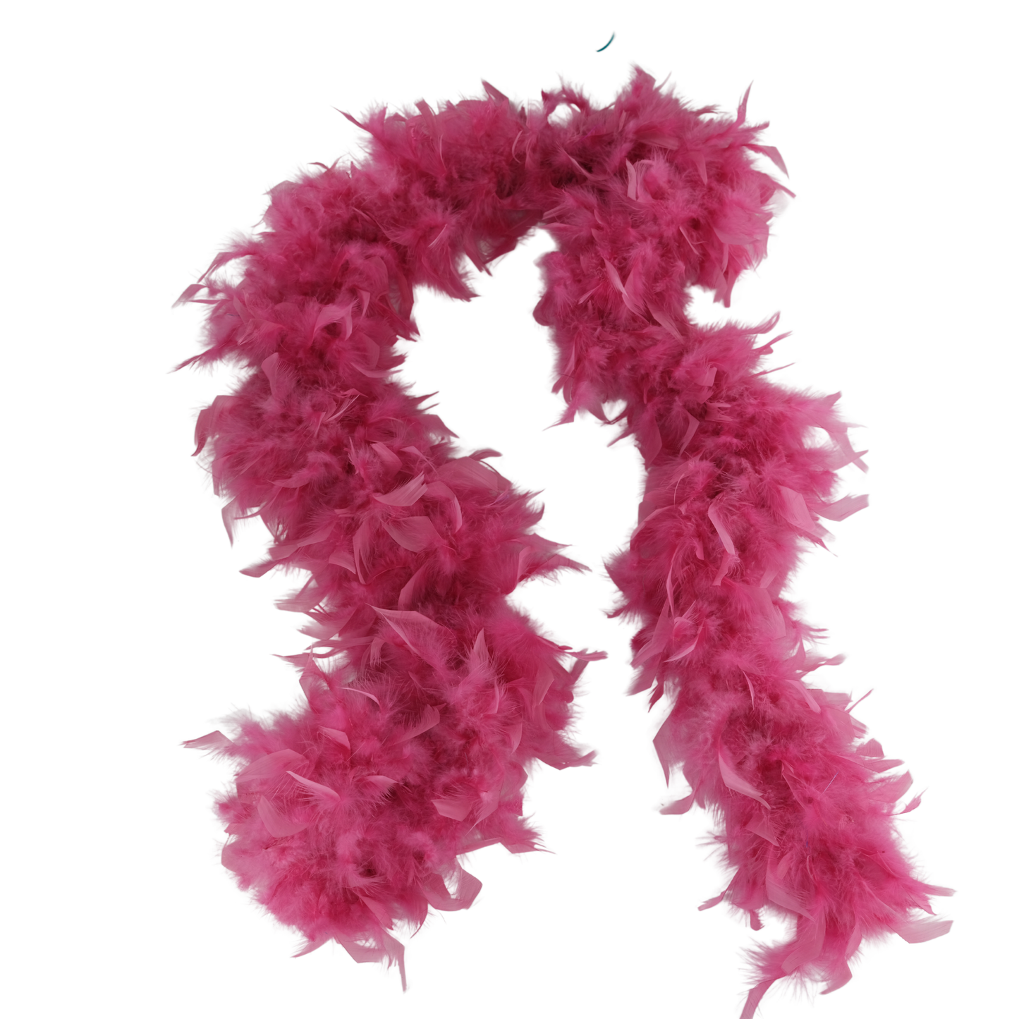 a rose colored full heavy chandelle boa laying on a white background by Eskay Feathers