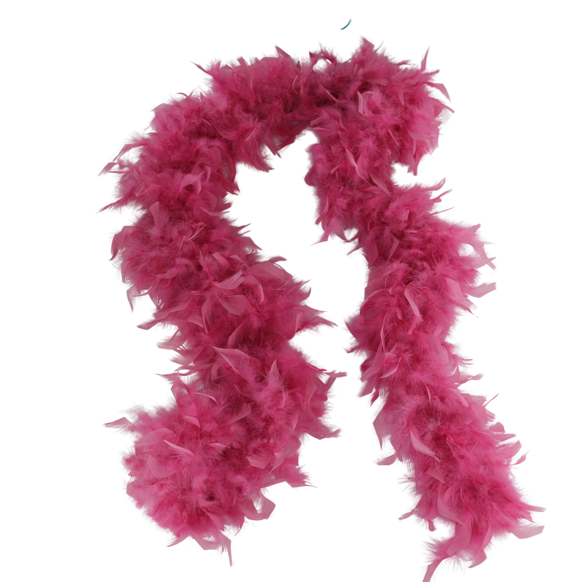 a rose colored full heavy chandelle boa laying on a white background by Eskay Feathers