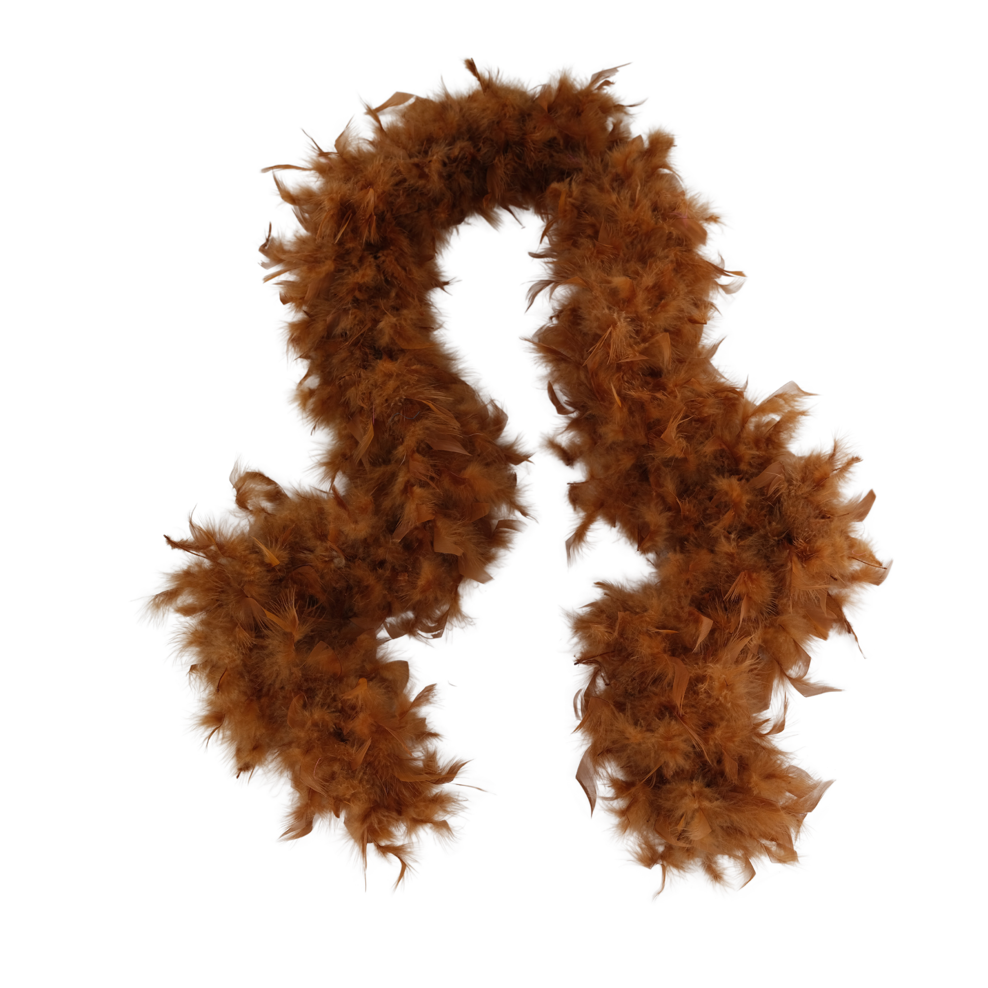 a topaz colored full heavy chandelle boa laying on a white background by Eskay Feathers