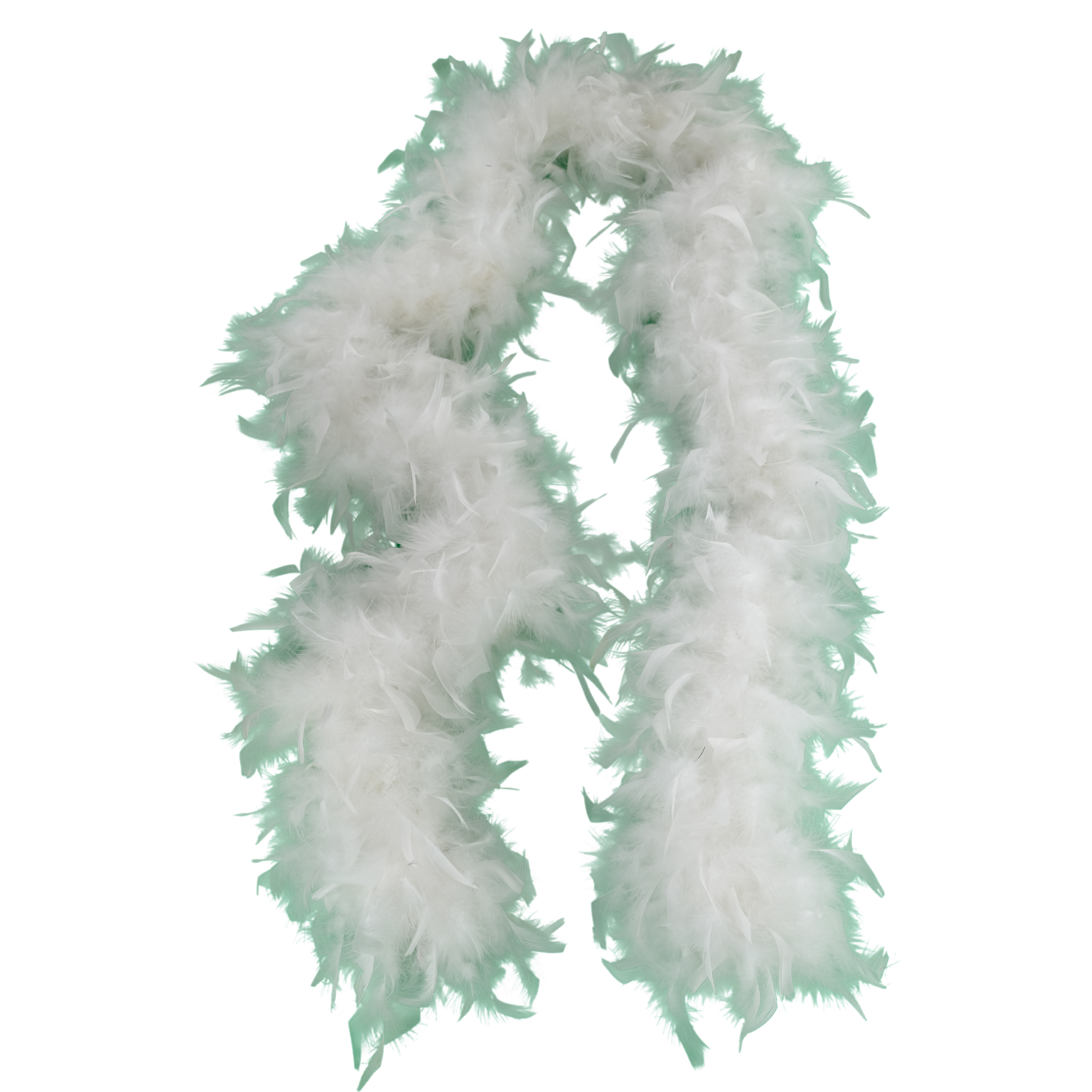 a white full heavy chandelle boa laying on a white background by Eskay Feathers