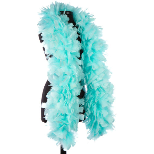 an aqua color turkey boa